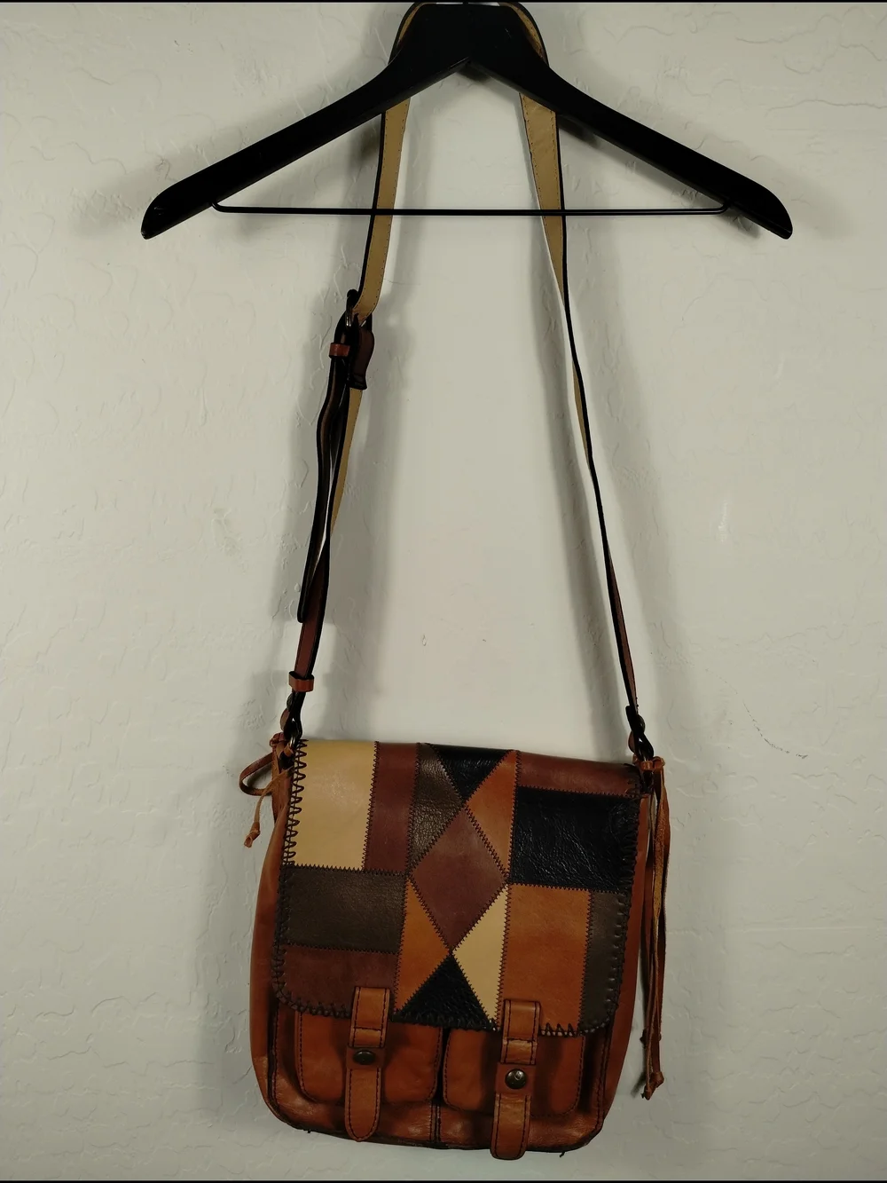 Patricia Nash Patchwork Leather Crossbody Bag - Brown/Tan/Black